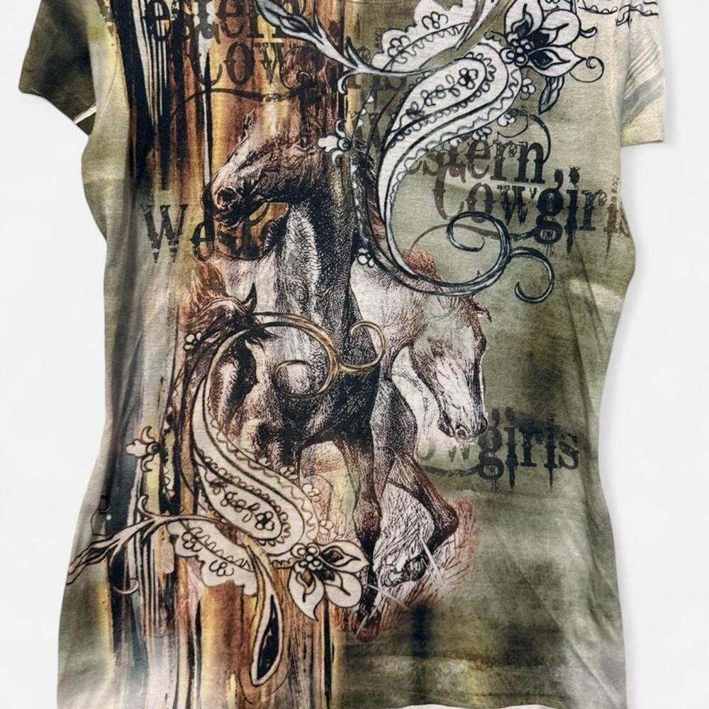Big Bang Western Horse Graphic Tee Large Y2K Cowgirl